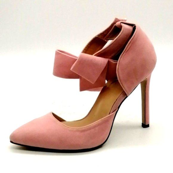 MM July Shoes - MM July Womens Cut Out High Heel Hook Loop Ankle Strap Stiletto Pink EUR‎ 38